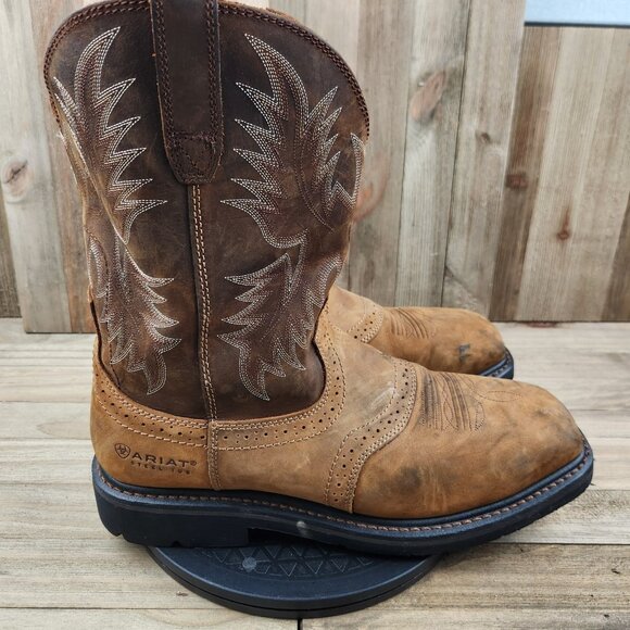Ariat Sierra Square Toe Steel Toe Boots Mens size 12 EE Western Cowboy Work Boot - Picture 1 of 11